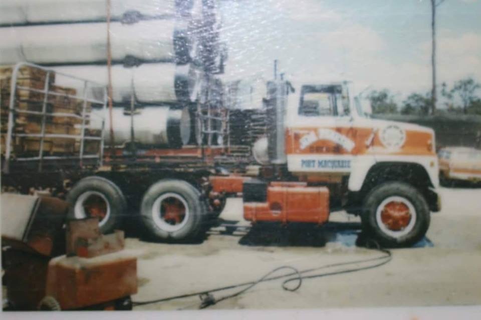 High loads of pipes on flat top trailers made up some of the regular work at the time